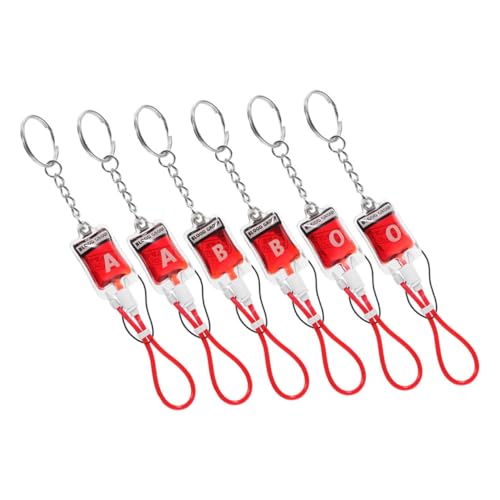 SHOWERORO 6 Stück 6 teiliges Halloween Gothic Schlüsselanhänger Blutgruppen Anhänger B Blutart Partyzubehör Horror Charms für Schlüssel und Handy Zubehör von SHOWERORO