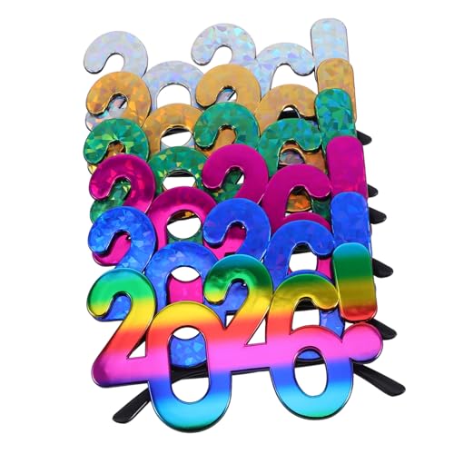 SHOWERORO 6 Stück Partybrillen Bunte Zahlen Sonnenbrillen als Fotorequisite für Silvester Abschlussfeier und Neujahrsparty Auffällige Retro Designs Geschenkidee und Partyzubehör von SHOWERORO