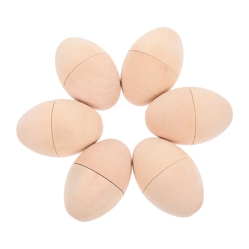 SHOWERORO 6 Stück Unbemalte Holz Eier für DIY Osterdeko Leere Holz Eier zum Bemalen und Dekorieren Handwerksbedarf für Kreative Aktivitäten von SHOWERORO