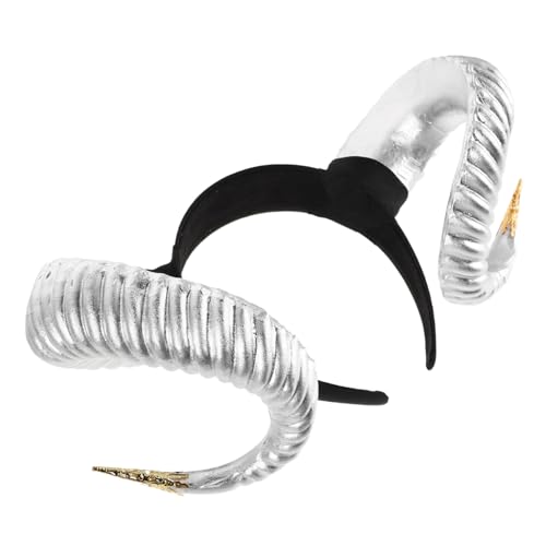 SHOWERORO Dämonenhörner Haarreif Leichtes Hautfreundliches Material Details Silbernes Ziegenhorn mit Goldenem Für Halloween Kostüm Partys Bühnenauftritte von SHOWERORO