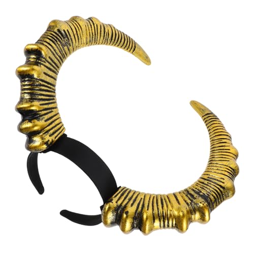 SHOWERORO Gothic Hörner Haarreif Goldfarben Leicht Komfortabel Halloween Cosplay Kostüm Party Zubehör Für Jungen Mädchen Teufelshörner Haarreif Festliche Verkleidung von SHOWERORO