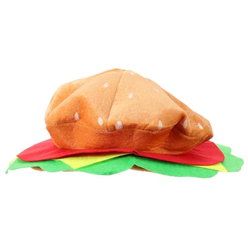 SHOWERORO Cartoon-baskenmütze Einzigartiger Burger-hut Moderner Stil Kappe Mottoparty-accessoire von SHOWERORO