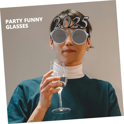 SHOWERORO Neujahrsbrille aus Robustem Pc-material Silberne Runde Digitalbrille als Lustiges Party Fotorequisit Komfortabel für Erwachsene Stilvolles Eye Decoration für Silvesterfeiern von SHOWERORO