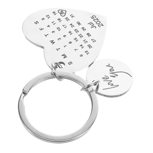 SHOWERORO Personalisierter Paarkalender Jubiläum Schlüsselanhänger Kalenderschlüsselkettendatum Paar Internet -schlüsselbund Datum Trackerschlüsselung Rostfreier Stahl Silver von SHOWERORO