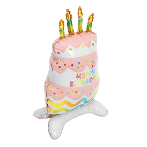 SHOWERORO Stehender Cake Aluminium Folienballon mit Basis Lustiger Kuchenballon für Geburtstagsfeiern Dekoration für Partys Langlebig und Leicht Aufzublasen von SHOWERORO