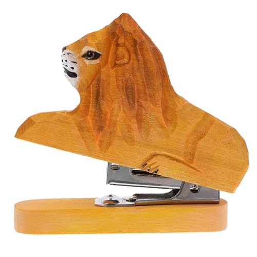 SHOWERORO Tierischer Holz Heftgerät Handgefertigte Stampfer für Büro und Schule Niedliches Design Löwe Büro Accessoire für Kreative von SHOWERORO