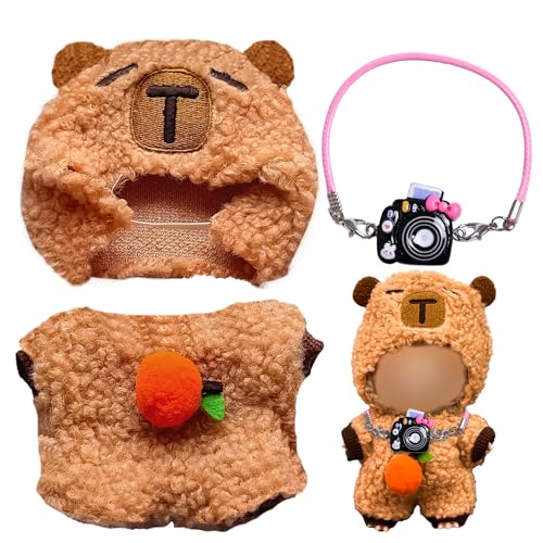 Bekleidung für 17cm La-bu-bu Plüsch,La-bu-bu Kleidung für Puppe,Kawaii Kuscheltier Kleidung Outfit nur Bekleidungs zubehör für 17cm Plush Pullover Hoodie Bekleidung,DIY Kinder Geschenke - Capybara von SHOWHEEL