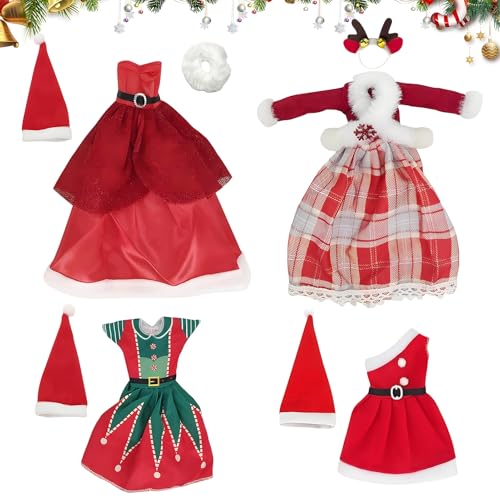 Puppenkleidung,Weihnachten PuppenKostüm,4 Stück Puppe Weihnachten Kleidung Outfits,Baby Puppenkleidung,Puppe Zubehör,Doll Dekorationen,Geschenke für Mädchen Puppenkleidung,Weihnachten PuppenKostüm,4 Stück Puppe Weihnachten Kleidung Outfits,Baby Puppenkleidung,Puppe Zubehör,Doll Dekorationen,Geschenke für Mädchen von SHOWHEEL