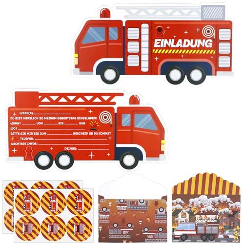 SHOWHEEL 12 Stück Feuerwehr Einladungskarten, Feuerwehrauto Einladungskarten mit Umschläge, Feuerwehrauto Partyeinladungen, Feuerwehr Kindergeburtstag, Einladungskarten Kindergeburtstag Junge SHOWHEEL 12 Stück Feuerwehr Einladungskarten, Feuerwehrauto Einladungskarten mit Umschläge, Feuerwehrauto Partyeinladungen, Feuerwehr Kindergeburtstag, Einladungskarten Kindergeburtstag Junge von SHOWHEEL