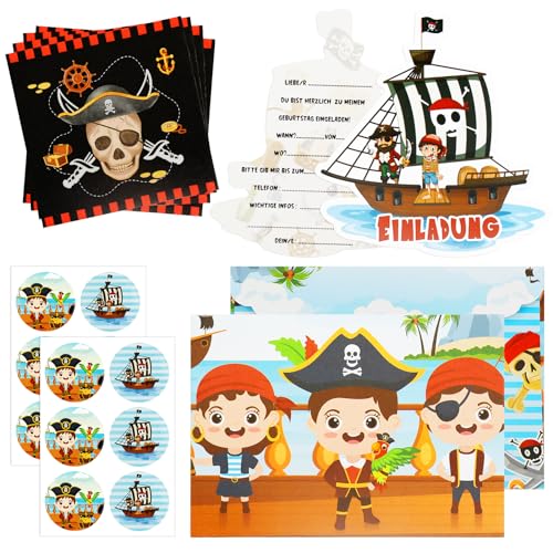 SHOWHEEL 12 × Piraten Einladungskarten, Deutsche Piraten Geburtstag Einladung mit Piraten Servietten und Umschläge, Piraten Kindergeburtstag Einladung, Piratenparty Kindergeburtstag Junge Mädchen SHOWHEEL 12 × Piraten Einladungskarten, Deutsche Piraten Geburtstag Einladung mit Piraten Servietten und Umschläge, Piraten Kindergeburtstag Einladung, Piratenparty Kindergeburtstag Junge Mädchen von SHOWHEEL