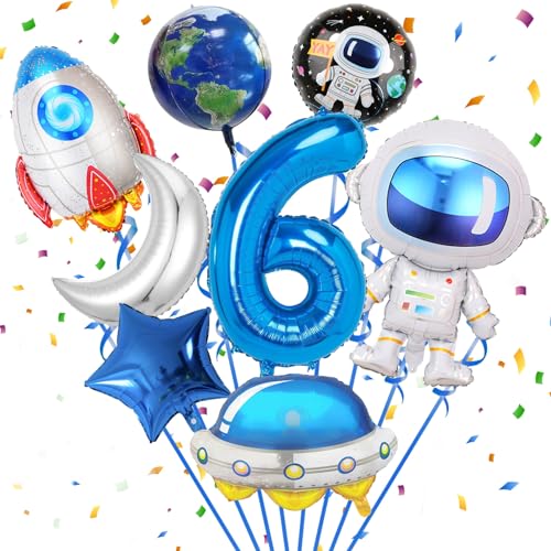 Weltraum Astronaut Folienballon,Zahl 6 Geburtstag,8 Stück Astronauten Raketen Raumschiff Stern Mond Runde Folienballons,Kinder Geburtstag Deko,Jungen Kindergeburtstag Dekorationen Party Zubehör Weltraum Astronaut Folienballon,Zahl 6 Geburtstag,8 Stück Astronauten Raketen Raumschiff Stern Mond Runde Folienballons,Kinder Geburtstag Deko,Jungen Kindergeburtstag Dekorationen Party Zubehör von SHOWHEEL