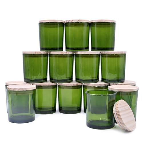 SHOWIN Dicke Kerzengläser zur Herstellung von Kerzen, 237 ml, grüne leere Gläser mit Holzdeckel für Kerzenherstellung, Probenbehälter, transparent, grün, 15 Stück SHOWIN Dicke Kerzengläser zur Herstellung von Kerzen, 237 ml, grüne leere Gläser mit Holzdeckel für Kerzenherstellung, Probenbehälter, transparent, grün, 15 Stück von SHOWIN