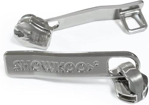 SHOWKOO Koffer-Reißverschluss Ersatz-Metall-YKK Reißverschlussgriff, YKK Reißverschlusslasche, Reparatur für Gepäck, Koffer (2 Pcs) von SHOWKOO