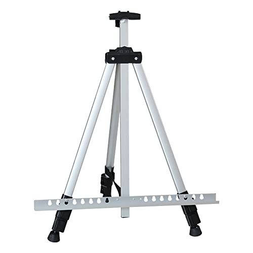 160 cm große Künstler-Staffelei, höhenverstellbar, Aluminiumlegierung, Ausstellungsstaffelei, Skizze, Malerei, Zeichenständer mit Tragetasche, Staffelei, Präsentationsständer (Farbe: Weiß) von SHQ