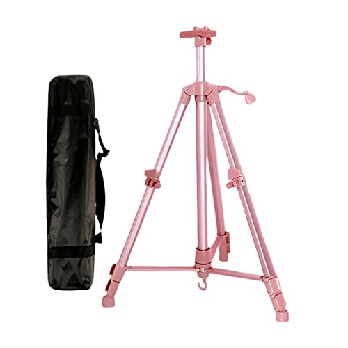 Farbstaffelei aus Aluminiumlegierung, tragbar, klein, handeinziehbar, zusammenklappbar, Skizzenstativ, Staffelei, Display-Ständer (Farbe: Rosa) von SHQ