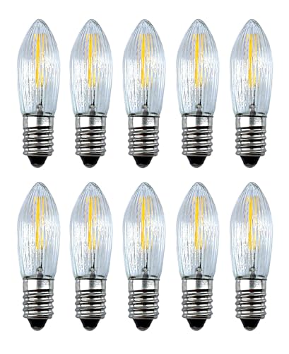 10 Stück LED Filament Topkerze 23V 0,2W E10 für Schwibbogen mit 10 Brennstellen, Riffelkerze Ersatzlampe für Lichterkette, Pyramide etc. 10 Stück LED Filament Topkerze 23V 0,2W E10 für Schwibbogen mit 10 Brennstellen, Riffelkerze Ersatzlampe für Lichterkette, Pyramide etc. von SHR