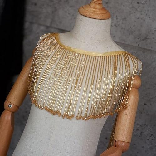 16 cm Breite Glasperlen Quaste Fransen Trim Luxus Auf Lager 1 Meter-Kontinuierlich,Gold 1M von SHRIMAD