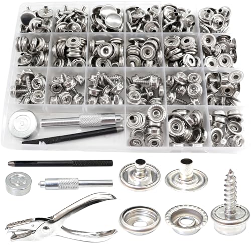 324-teiliges Segeltuch-Schnapp-Set, Edelstahl-Schraubverschlüsse mit Einstellwerkzeug, Marinequalität, Schnappverschluss, Zubehör, Möbelschrauben für Heimwerker, Leder, Leinwand, Zelt, Bett, Wand 324-teiliges Segeltuch-Schnapp-Set, Edelstahl-Schraubverschlüsse mit Einstellwerkzeug, Marinequalität, Schnappverschluss, Zubehör, Möbelschrauben für Heimwerker, Leder, Leinwand, Zelt, Bett, Wand von SHRJ