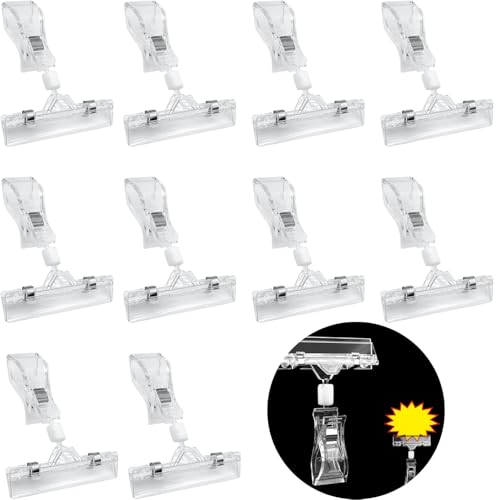 SHSHbuy Etikettenhalter,10 Stück Kunststoff Drehbare Schildhalter,Merchandise Schild Preisschilder Halter,Preisschild Klammer,Display Clip Halter für Supermärkten,Familie,Büros SHSHbuy Etikettenhalter,10 Stück Kunststoff Drehbare Schildhalter,Merchandise Schild Preisschilder Halter,Preisschild Klammer,Display Clip Halter für Supermärkten,Familie,Büros von SHSHbuy
