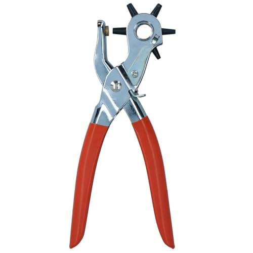 SHSHbuy Leder Locher Kit,Alicates Perforadores Giratorios,Leder Punch Zangen Perforadora de Cinturón Redonda,Herramientas de Perforación für Schuhe Gürtel Taschen Leder Stoff,6 Tamaños 2-4.5mm von SHSHbuy