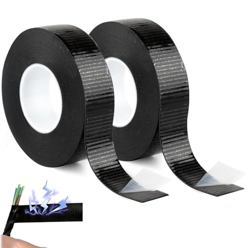 SHSHbuy Wasserdichtes Klebeband,2 Rollen Elektrisches Isolierband,Universales Selbstverschweißendes Band für Elektrische Kabel,Dach,Rohre 5M*23mm*0.8mm von SHSHbuy