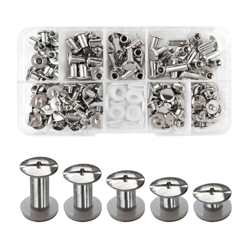 SHSMPXOY 100 Sätze Chicago Buchschrauben Edelstahl M5*4/6/8/10/12mm 5 Größen Chicago Schrauben Buchbinderschrauben Schraubnieten für Leder,Taschen,Bücher,Halsbänder, Rucksäcke,Hundeleinen (Silber) SHSMPXOY 100 Sätze Chicago Buchschrauben Edelstahl M5*4/6/8/10/12mm 5 Größen Chicago Schrauben Buchbinderschrauben Schraubnieten für Leder,Taschen,Bücher,Halsbänder, Rucksäcke,Hundeleinen (Silber) von SHSMPXOY