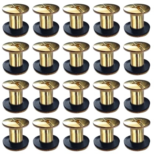 SHSMPXOY 20 Sätze Chicago Buchschrauben Edelstahl M5*8mm Chicago Schrauben Buchbinderschrauben Schraubnieten für Leder,Taschen,Bücher,Halsbänder, Rucksäcke,Hundeleinen (Gold) von SHSMPXOY