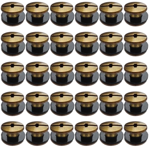 SHSMPXOY 30 Sätze Chicago Buchschrauben Edelstahl M5*4mm Chicago Schrauben Buchbinderschrauben Schraubnieten für Leder,Taschen,Bücher,Halsbänder, Rucksäcke,Hundeleinen (Bronze) von SHSMPXOY