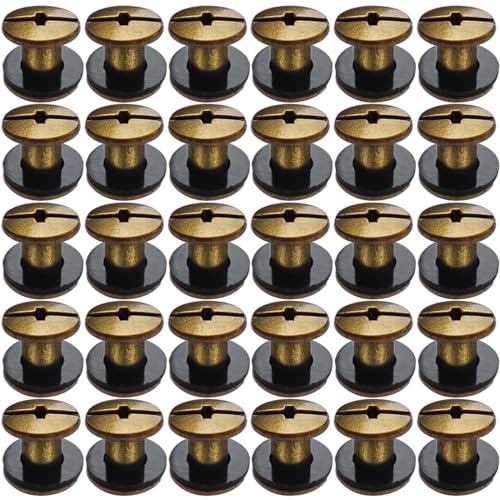 SHSMPXOY 30 Sätze Chicago Buchschrauben Edelstahl M5*5mm Chicago Schrauben Buchbinderschrauben Schraubnieten für Leder,Taschen,Bücher,Halsbänder, Rucksäcke,Hundeleinen (Bronze) von SHSMPXOY