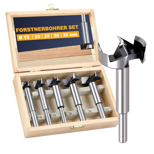 Forstnerbohrer Set, 5tlg Großes Wolframstahl Forstnerbohrer, Forstner Bohrer mit Zentrierspitz, Holzbohrer Set mit Aufbewahrungskoffer, für Holz & Hartholz, inkl. Ø 15/20/25/30/35 mm, Länge 88 mm Forstnerbohrer Set, 5tlg Großes Wolframstahl Forstnerbohrer, Forstner Bohrer mit Zentrierspitz, Holzbohrer Set mit Aufbewahrungskoffer, für Holz & Hartholz, inkl. Ø 15/20/25/30/35 mm, Länge 88 mm von SHTALHST