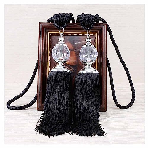 SHTGOI 1 Paar Vorhang Raffhalter mit Quaste Kristallkugel Vorhang Zugband Elegante Gardinenhalter Dekorative Vorhanghalter Seil Gardinen Zubehör Raffhalter für Haus & Büro Fenster Draperie Schwarz SHTGOI 1 Paar Vorhang Raffhalter mit Quaste Kristallkugel Vorhang Zugband Elegante Gardinenhalter Dekorative Vorhanghalter Seil Gardinen Zubehör Raffhalter für Haus & Büro Fenster Draperie Schwarz von SHTGOI
