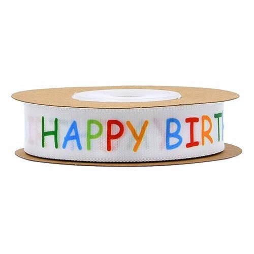 SHTGOI 1 Rolle 10 Yards Geburtstag Band 15 mm Breite Satinband Schleife Geschenkband mit Happy Birthday-Muster Stoffband Dekoband für Geburtstag Verpacken Nach Hause Dekorative Karte Machen 1# von SHTGOI