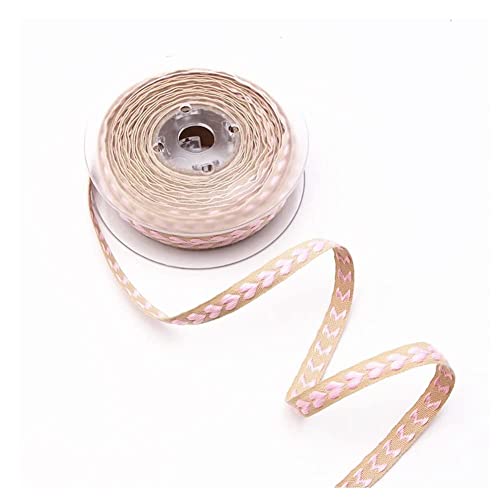 SHTGOI 1 Rolle 10m Herzen Baumwollband Herz Dekoband 10mm Breit Baumwolle Geschenkband Hochzeit Valentinstag Zierband Stoffband Gurtband für DIY Handwerk Geschenke Blumenstrauß Verpacken Rosa von SHTGOI