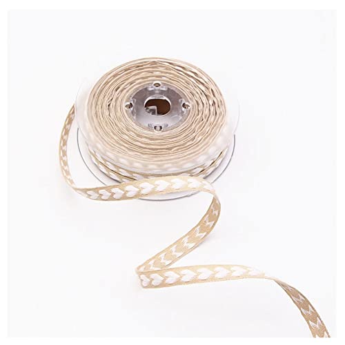 SHTGOI 1 Rolle 10m Herzen Baumwollband Herz Dekoband 10mm Breit Baumwolle Geschenkband Hochzeit Valentinstag Zierband Stoffband Gurtband für DIY Handwerk Geschenke Blumenstrauß Verpacken Weiß von SHTGOI