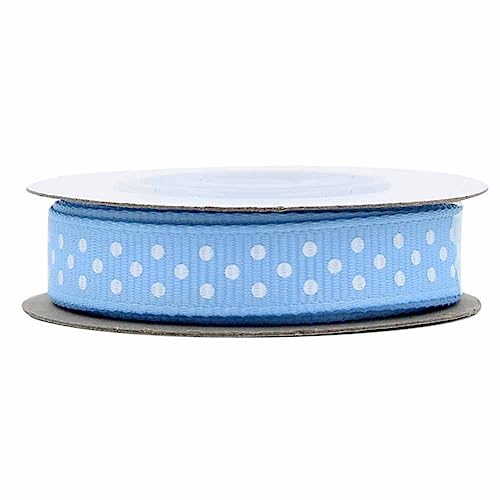 SHTGOI 1 Rolle 5 Yards Satinband mit Punkten Dots Geschenkbänder 1cm Breit Schleifenband Seiden Stoffband Ripsband Dekoband für Hochzeit Geburtstag Valentinstag, Blumen DIY-Party-Dekoration Blau von SHTGOI