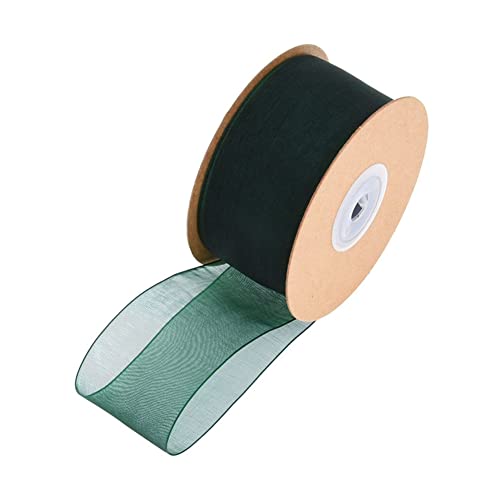 SHTGOI 1 Rolle Organzaband 1cm x 45m Organza Bänder Transparentes Schleifenband Chiffonband Geschenkband Chiffon Dekoband Satinband für DIY Geschenkverpackung Blumenstrauß Dekoration Dunkelgrün von SHTGOI