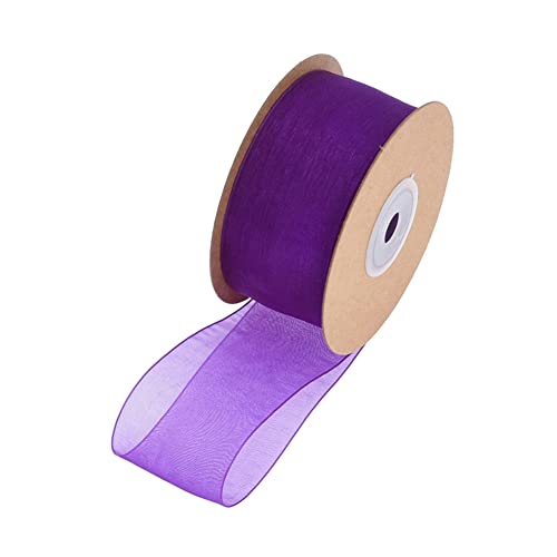 SHTGOI 1 Rolle Organzaband 1cm x 45m Organza Bänder Transparentes Schleifenband Chiffonband Geschenkband Chiffon Dekoband Satinband für DIY Geschenkverpackung Blumenstrauß Dekoration Dunkellila von SHTGOI