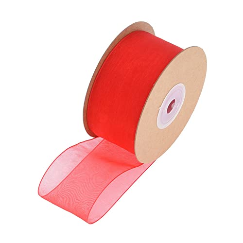 SHTGOI 1 Rolle Organzaband 1cm x 45m Organza Bänder Transparentes Schleifenband Chiffonband Geschenkband Chiffon Dekoband Satinband für DIY Geschenkverpackung Blumenstrauß Dekoration Groß Rot von SHTGOI