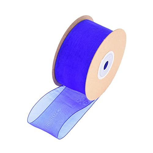 SHTGOI 1 Rolle Organzaband 1cm x 45m Organza Bänder Transparentes Schleifenband Chiffonband Geschenkband Chiffon Dekoband Satinband für DIY Geschenkverpackung Blumenstrauß Dekoration Königsblau von SHTGOI