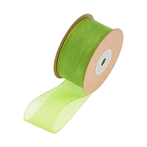 SHTGOI 1 Rolle Organzaband 2,5cm x 22m Organza Bänder Transparentes Schleifenband Chiffonband Geschenkband Chiffon Dekoband Satinband für DIY Geschenkverpackung Blumenstrauß Dekoration Grün von SHTGOI