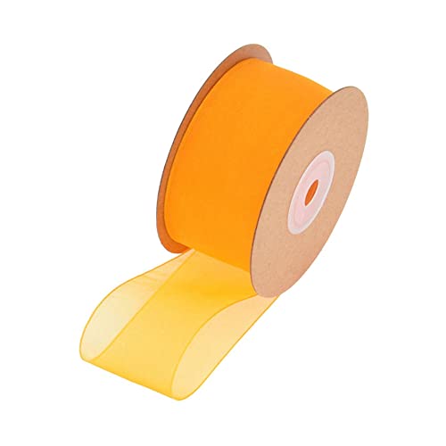 SHTGOI 1 Rolle Organzaband 2,5cm x 22m Organza Bänder Transparentes Schleifenband Chiffonband Geschenkband Chiffon Dekoband Satinband für DIY Geschenkverpackung Blumenstrauß Dekoration Orange von SHTGOI