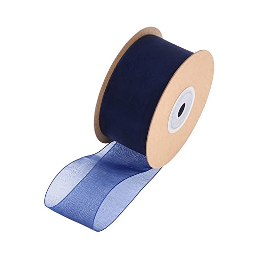 SHTGOI 1 Rolle Organzaband 3,8cm x 22m Organza Bänder Transparentes Schleifenband Chiffonband Geschenkband Chiffon Dekoband Satinband für DIY Geschenkverpackung Blumenstrauß Dekoration Dunkelblau SHTGOI 1 Rolle Organzaband 3,8cm x 22m Organza Bänder Transparentes Schleifenband Chiffonband Geschenkband Chiffon Dekoband Satinband für DIY Geschenkverpackung Blumenstrauß Dekoration Dunkelblau von SHTGOI