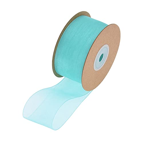 SHTGOI 1 Rolle Organzaband 3,8cm x 22m Organza Bänder Transparentes Schleifenband Chiffonband Geschenkband Chiffon Dekoband Satinband für DIY Geschenkverpackung Blumenstrauß Dekoration Tiffanyblau von SHTGOI