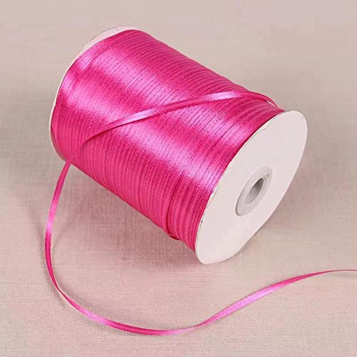 SHTGOI 1 Rolle Satinband 3 mm x 790 m Satinbänder Schleifenband Geschenkband Stoffband Dekoband Süßigkeitentüten Verschlussseil Seidenband für Hochzeit Basteln Geschenk Blume Verpackung Rosarot von SHTGOI