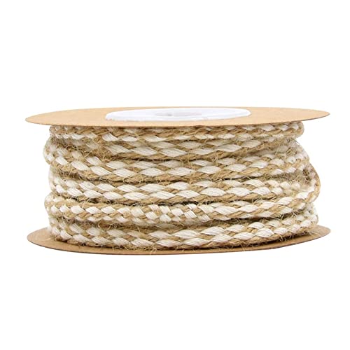 SHTGOI 1 Rollen Hanfseil 5 Yards Bunte Geflochten Juteschnur 5mm Natur Juteseil 8 Stränge Jute Schnur Vintage Baumwollseil Bastelschnur Gartenschnur für Basteln Geschenke Verpackung Jute+Weiß SHTGOI 1 Rollen Hanfseil 5 Yards Bunte Geflochten Juteschnur 5mm Natur Juteseil 8 Stränge Jute Schnur Vintage Baumwollseil Bastelschnur Gartenschnur für Basteln Geschenke Verpackung Jute+Weiß von SHTGOI