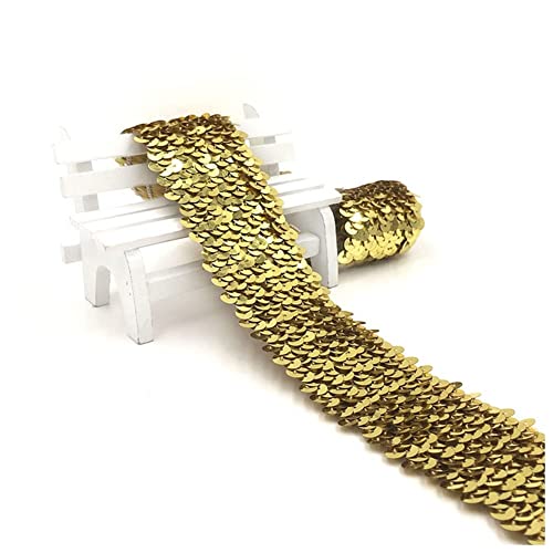 SHTGOI 1 Rollen Paillettenband 48mm Breit Glitzer Pailletten Band 10 m Lang Stretch Paillettenbesatz Paillettenborte Paillettenrolle für Tanzbekleidungen Nähen DIY Handwerk Stirnband Gold SHTGOI 1 Rollen Paillettenband 48mm Breit Glitzer Pailletten Band 10 m Lang Stretch Paillettenbesatz Paillettenborte Paillettenrolle für Tanzbekleidungen Nähen DIY Handwerk Stirnband Gold von SHTGOI
