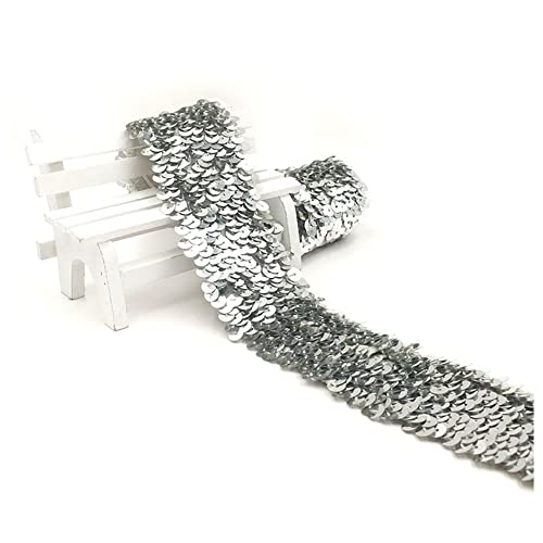 SHTGOI 1 Rollen Paillettenband 48mm Breit Glitzer Pailletten Band 10 m Lang Stretch Paillettenbesatz Paillettenborte Paillettenrolle für Tanzbekleidungen Nähen DIY Handwerk Stirnband Silber SHTGOI 1 Rollen Paillettenband 48mm Breit Glitzer Pailletten Band 10 m Lang Stretch Paillettenbesatz Paillettenborte Paillettenrolle für Tanzbekleidungen Nähen DIY Handwerk Stirnband Silber von SHTGOI