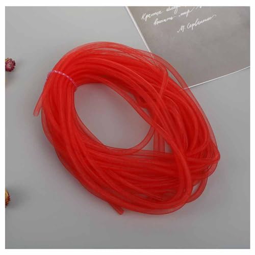 SHTGOI 1 Stück 25m Elastische Mesh Schlauch Basteln 8mm Netz-Rohr Flex Netzschlauch Meterware Kreative Netzschnur DIY Schmuck Zubehör für Schleife Armband Halskette Kränze Handwerk Rot von SHTGOI