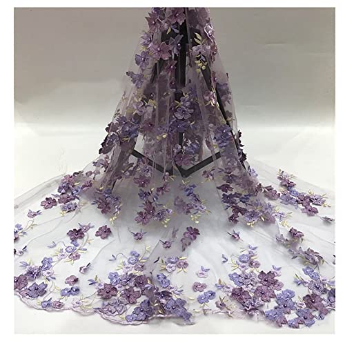 SHTGOI 1 Yard 3D Blumen Bestickte Tüll Spitze Stoff Stickereistoff mit Vier Kleeblättern Netzstoff für DIY Nähen Handgefertigte Kleidung Hochzeitskleid Heimdekoration 129,5 cm Breit Lila SHTGOI 1 Yard 3D Blumen Bestickte Tüll Spitze Stoff Stickereistoff mit Vier Kleeblättern Netzstoff für DIY Nähen Handgefertigte Kleidung Hochzeitskleid Heimdekoration 129,5 cm Breit Lila von SHTGOI