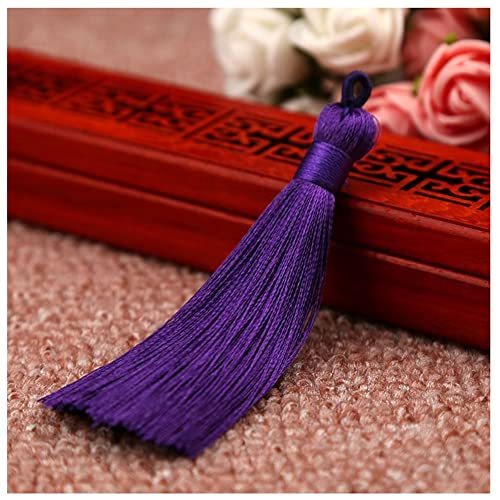 SHTGOI 10 Stück 8 cm Quasten Handgemachte Troddel Anhänger Fransen mit Ice Silky Kordel Schlaufen Floss Lesezeichen Quasten Tassel für Schmuck Souvenir DIY Kleidung Handwerk Zubehör Lila von SHTGOI